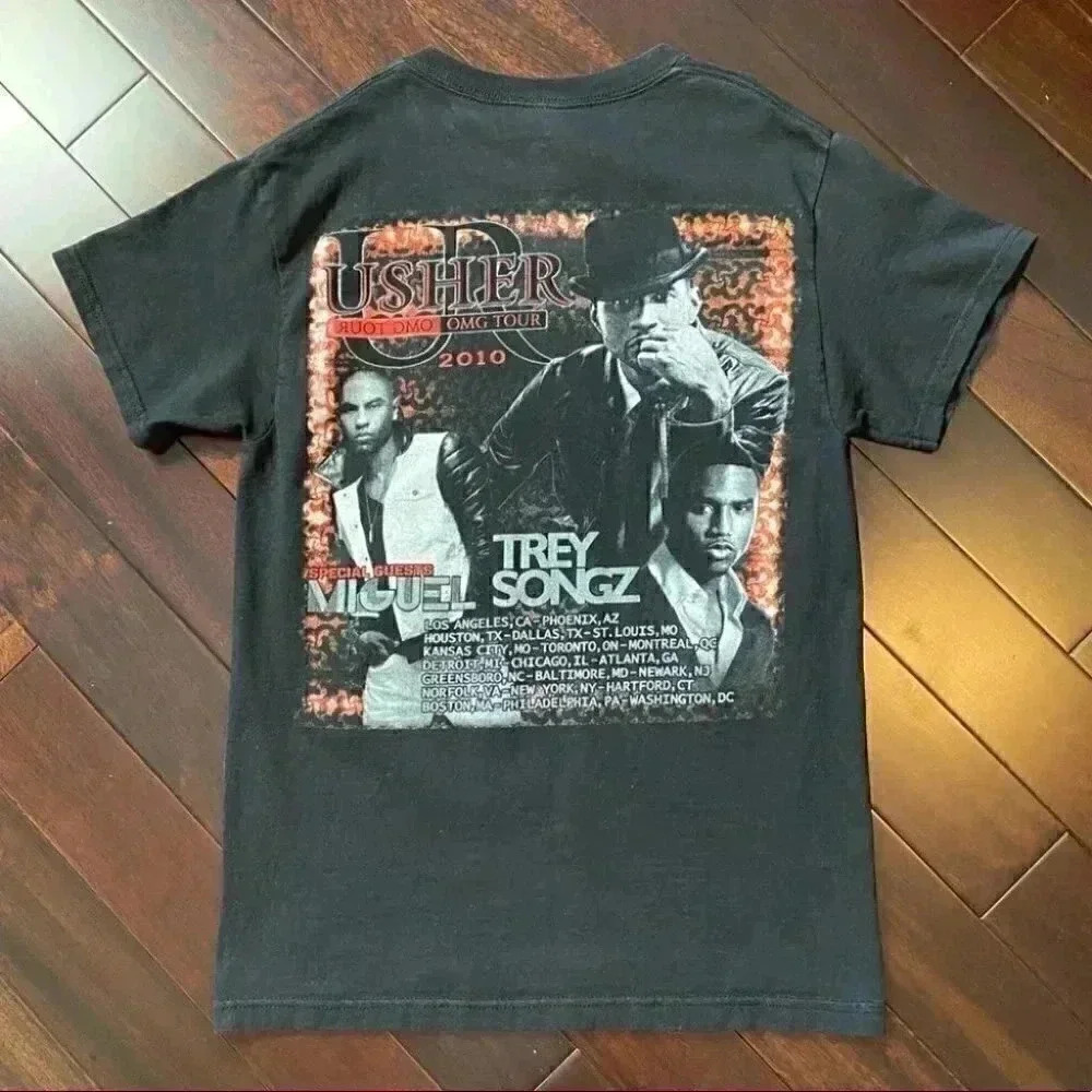 Usher 2010 OMG Concert Tour Graphic Print Band T-shirt Black Size Small - Picture 11 of 16